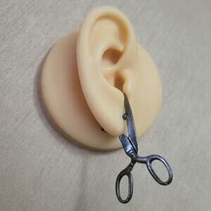 Edgy industrial scissor shaped illusion earrings